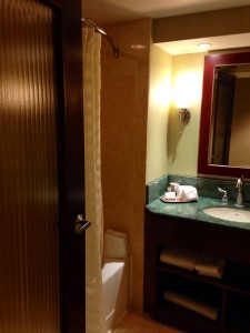 Smaller bathroom at the Hyatt Regency Orlando International Airport.