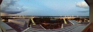A panoramic view from the balcony of room 1001 at the Hyatt Regency Orlando International Airport.