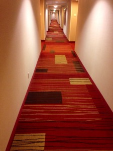 Brightly colored hallway.