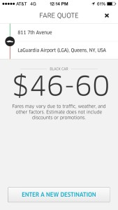 Fare quote Midtown to LGA at 12:30 pm.