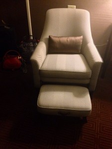 I loved this cute chair with pull-out ottoman at the Sheraton Syracuse University.