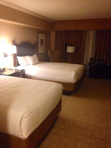Bed setup in Hyatt Regency Bellevue 2 queens room.