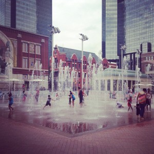The fountain on the plaza at Sundance Square downtown is just one of the things we love around Fort Worth.