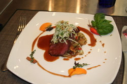 The third course was the crispy seared duck on a bed of warm cabbage salad and with a duck fat demi glace.
