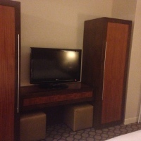 Separate smaller television in the bedroom.