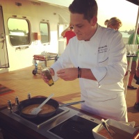 Chef Kurt prepares truffled eggs.