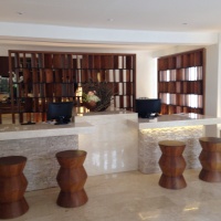 Reception desks in the Grand Club (for check-out and reservation assistance).