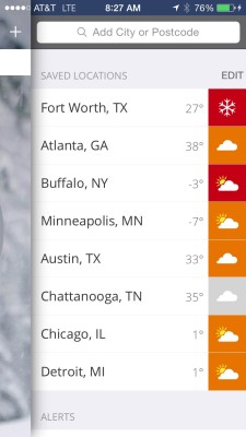 The Weather Channel app lets you save up to ten cities at one time.