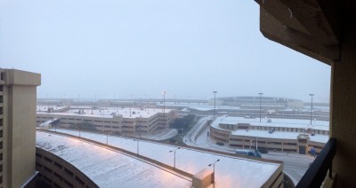 DFW is a ghost town as seen from the window of the Hyatt Regency DFW at 7:30 am.