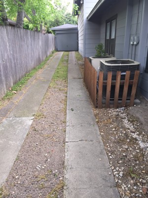 My old and ugly dog run needs some love.  (I've been waiting to find out if the city was going to dig it up to reroute the sewer line and its has bothered me for years!)