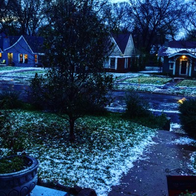 This is what the aftermath of the 3/17 hail storms looked like at 7:30 am.  That is accumulated hail, not snow, on the ground and rooftops.