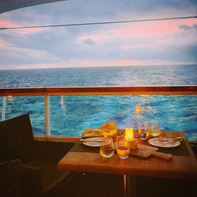 We picked a lovely evening to dine al fresco on the aft deck of The Colonnade on Seabourn Quest.
